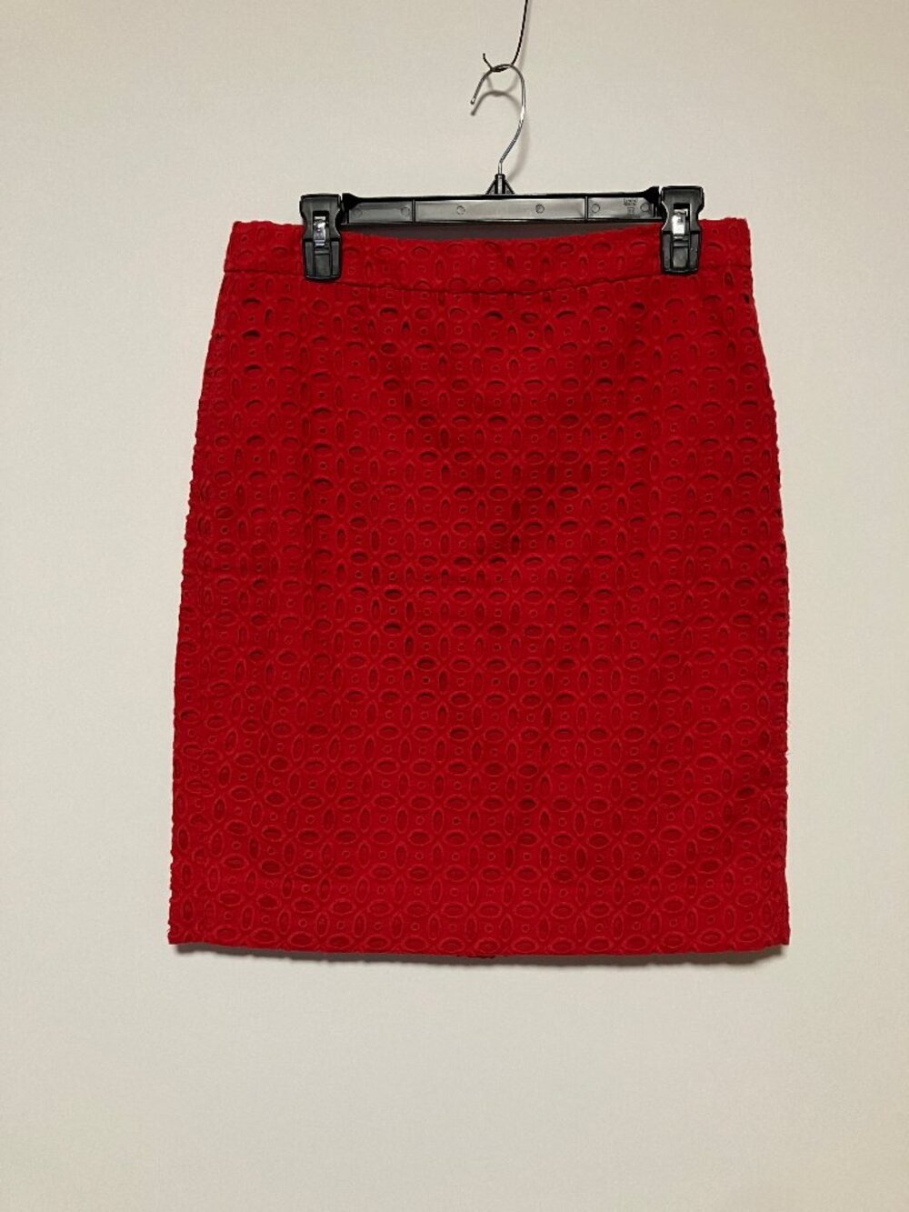 J. Crew No. 2 Pencil Skirt Ultra Eyelet, Red, Cotton, Size 4, Style 45545